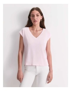 Blair Cotton V-Neck Tee in Blush