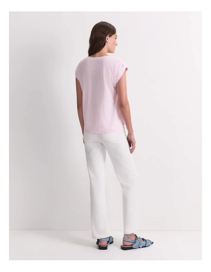 Blair Cotton V-Neck Tee in Blush image 2
