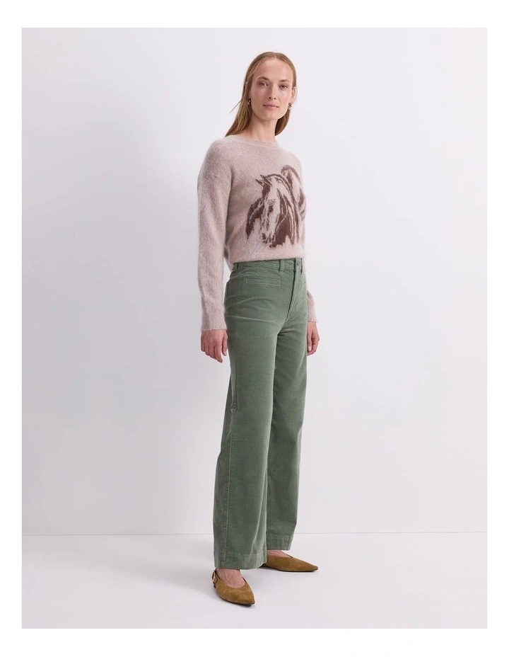 Cleo Cord Wide Leg Jean in Green image 1