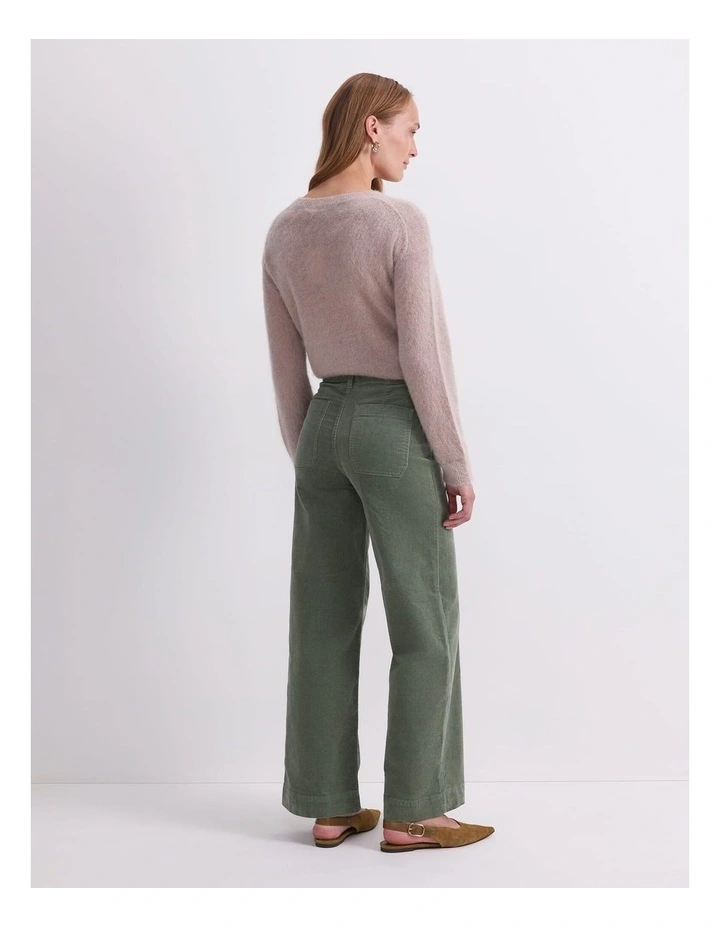 Cleo Cord Wide Leg Jean in Green image 2