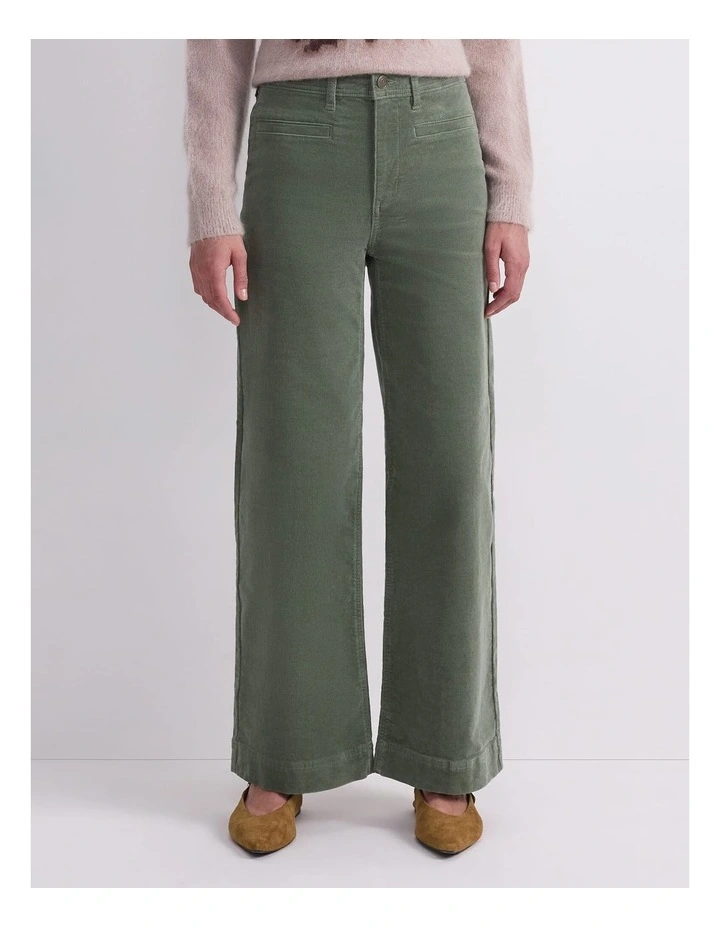 Cleo Cord Wide Leg Jean in Green image 3