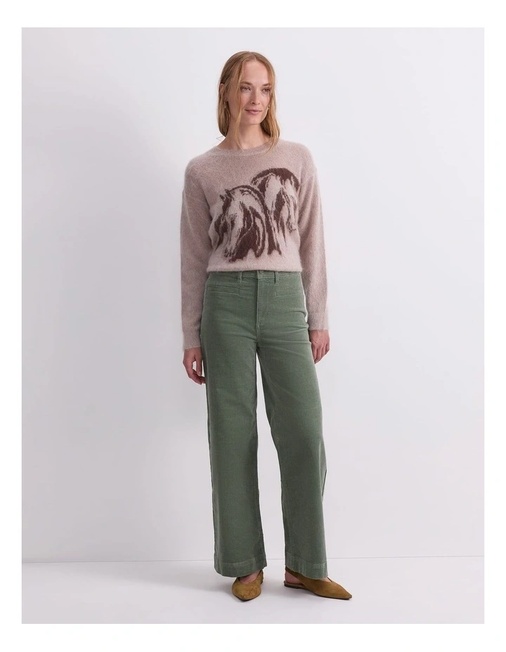 Cleo Cord Wide Leg Jean in Green image 4