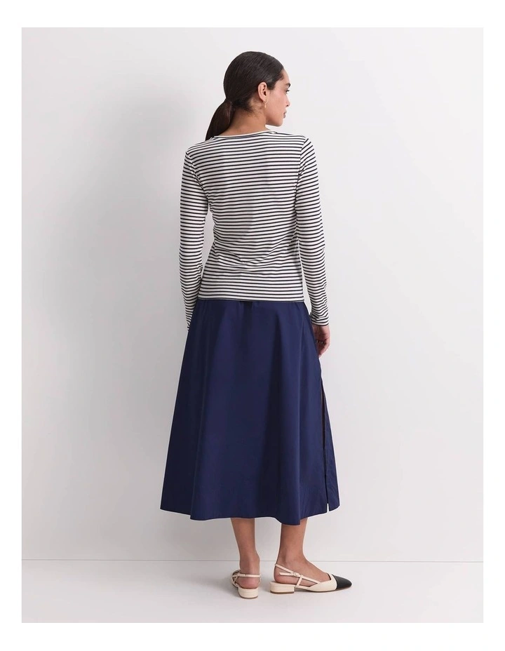 Stripe Lurex Long Sleeve Magic Tee in Blue image 2
