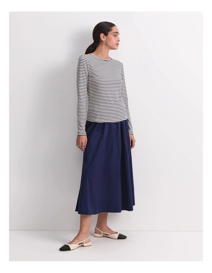 Stripe Lurex Long Sleeve Magic Tee in Blue image 3