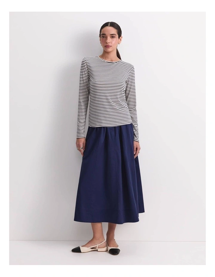 Stripe Lurex Long Sleeve Magic Tee in Blue image 4