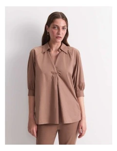 Lorelei Cotton Blouse in Brown