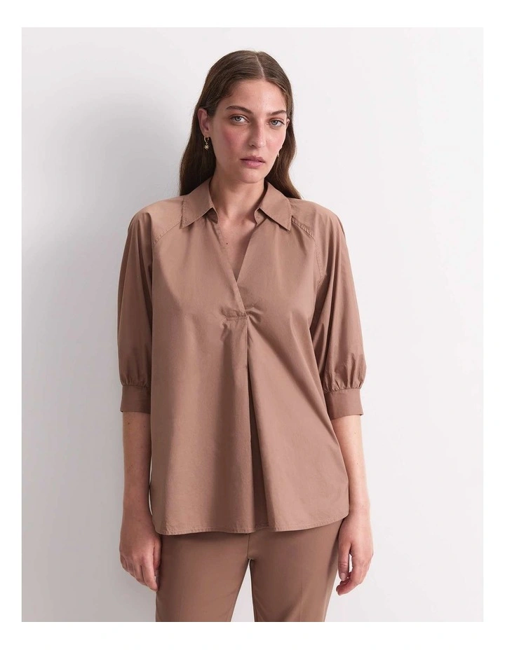 Lorelei Cotton Blouse in Brown image 1