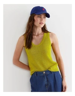 Josie Tape Yarn Singlet in Green