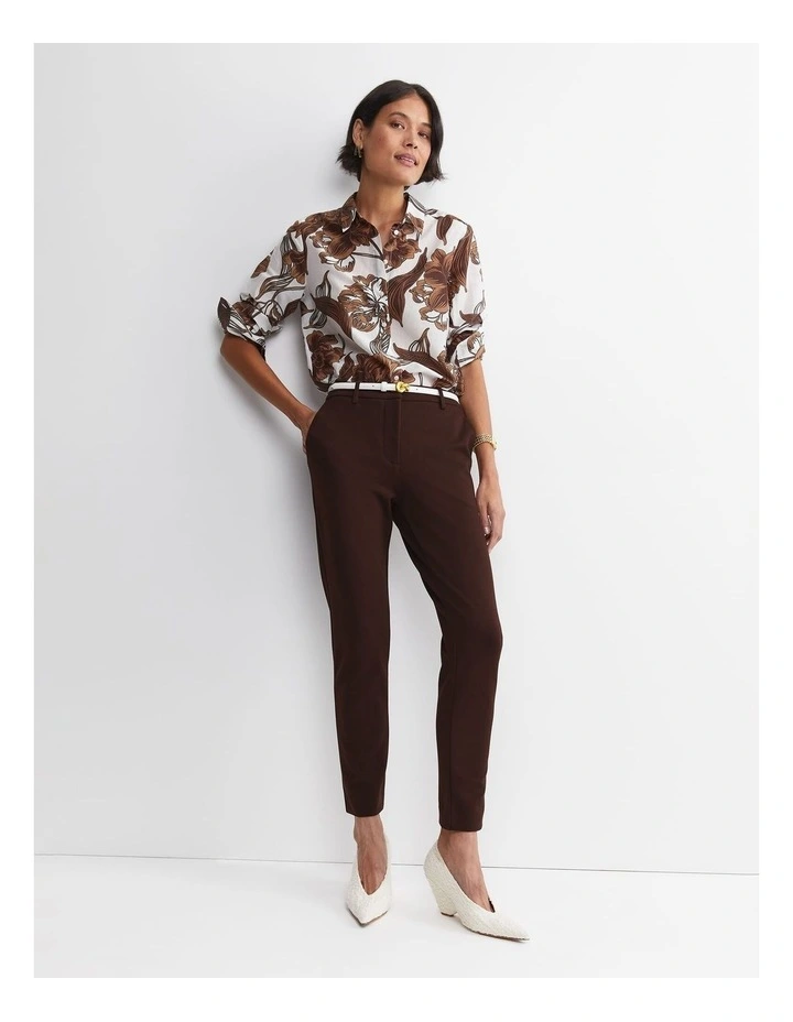 Evie Ponte Pant in Brown image 4