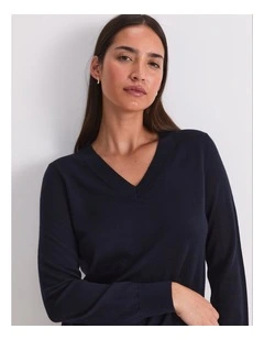 Francis Merino V-neck Knit in Blue