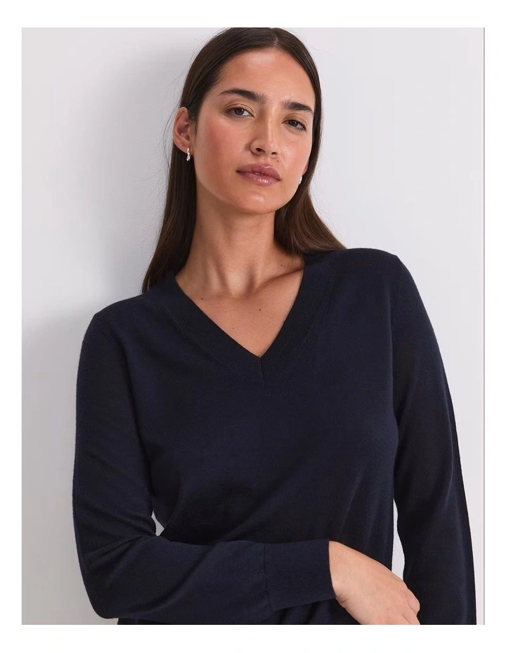 Francis Merino V-neck Knit in Blue image 1