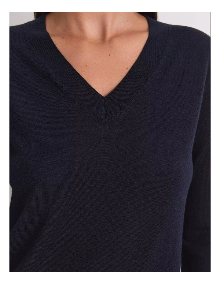 Francis Merino V-neck Knit in Blue image 6