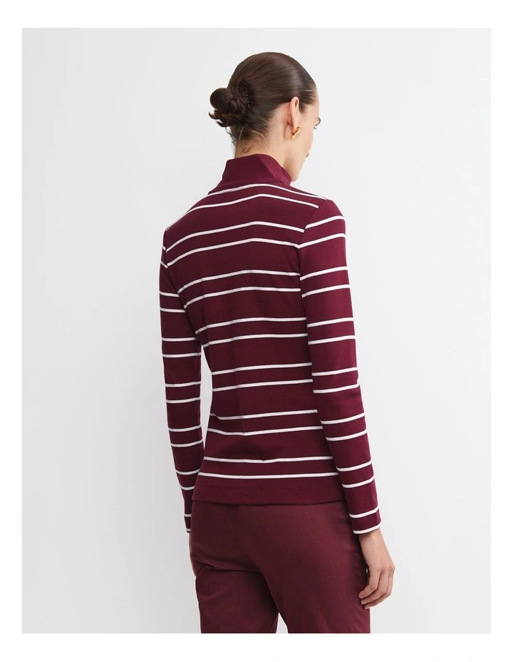 Lucy Zip Funnel Neck Top in Red image 2