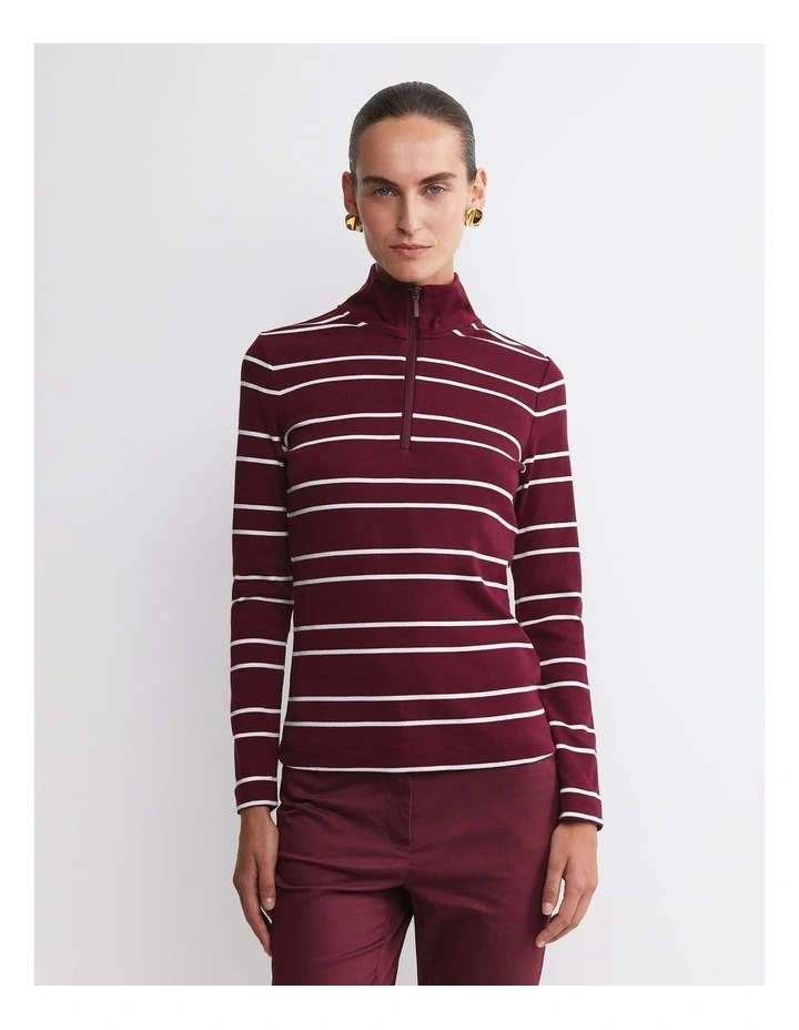Lucy Zip Funnel Neck Top in Red image 3