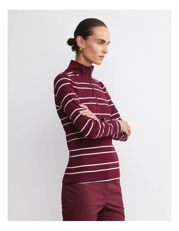 Lucy Zip Funnel Neck Top in Red image 4