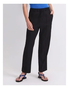Rosa Tapered Linen Pant in Black