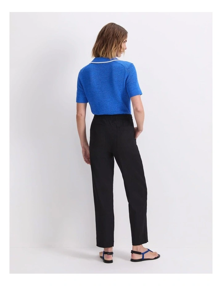 Rosa Tapered Linen Pant in Black image 1