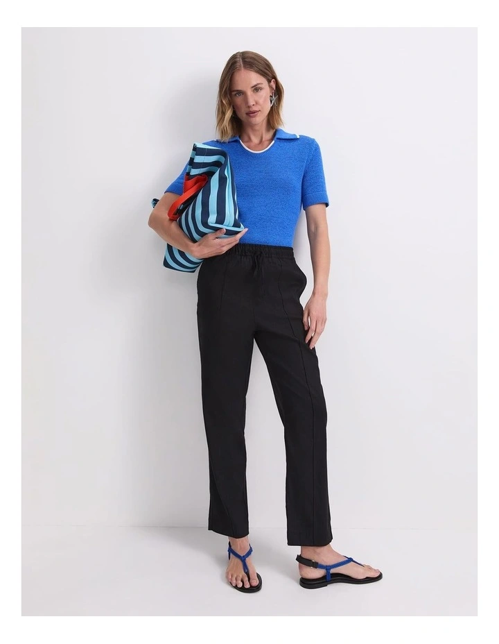 Rosa Tapered Linen Pant in Black image 2