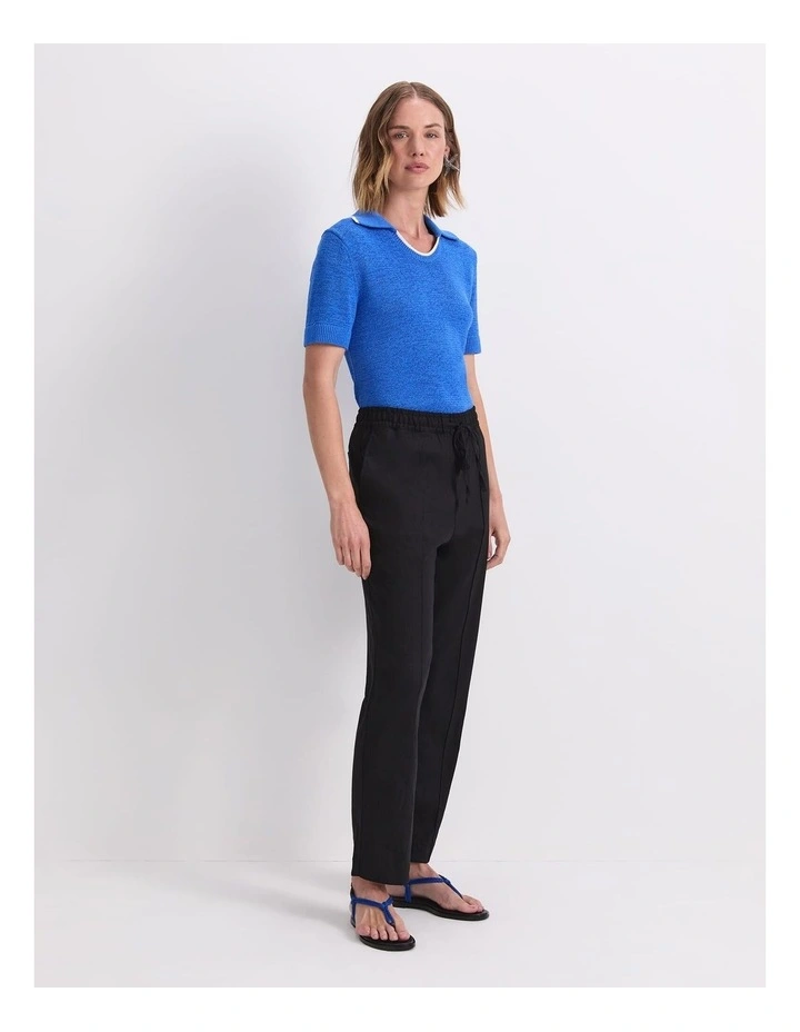 Rosa Tapered Linen Pant in Black image 3