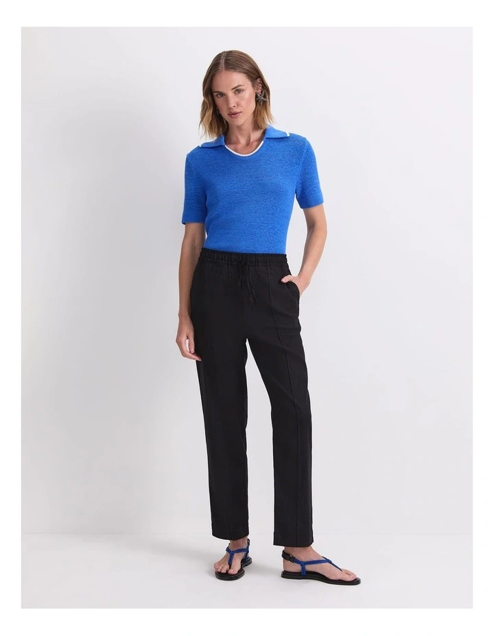 Rosa Tapered Linen Pant in Black image 4