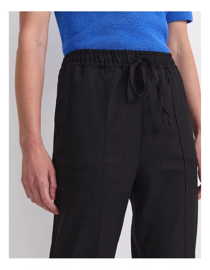 Rosa Tapered Linen Pant in Black image 5