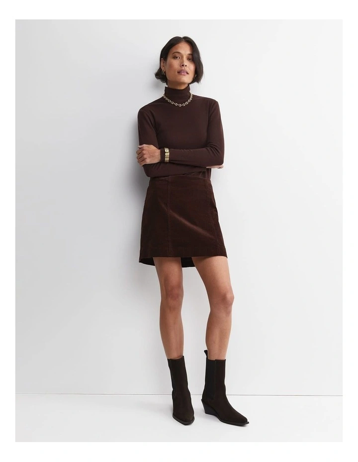 Cleo Cord Mini Skirt in Brown image 4