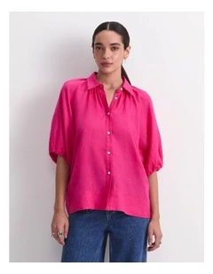 Lola Linen Blouse in Pink