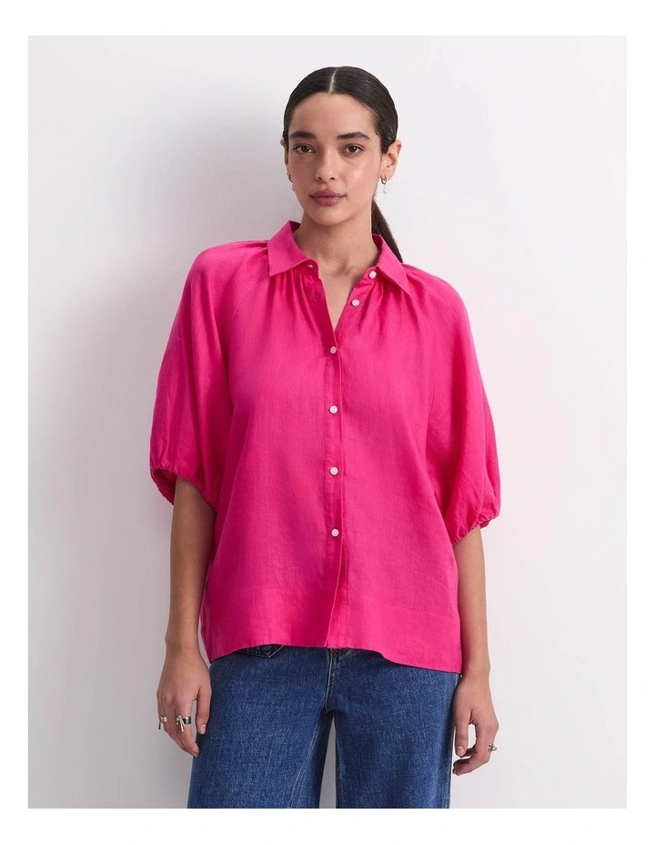 Lola Linen Blouse in Pink image 1