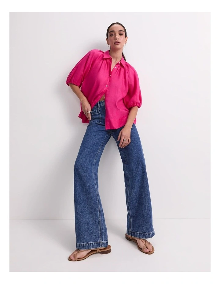 Lola Linen Blouse in Pink image 3