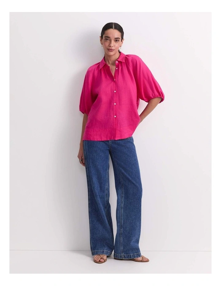 Lola Linen Blouse in Pink image 4