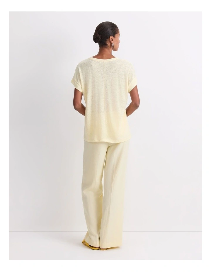 Tonia Crew Neck Linen Tee in Lemon image 2