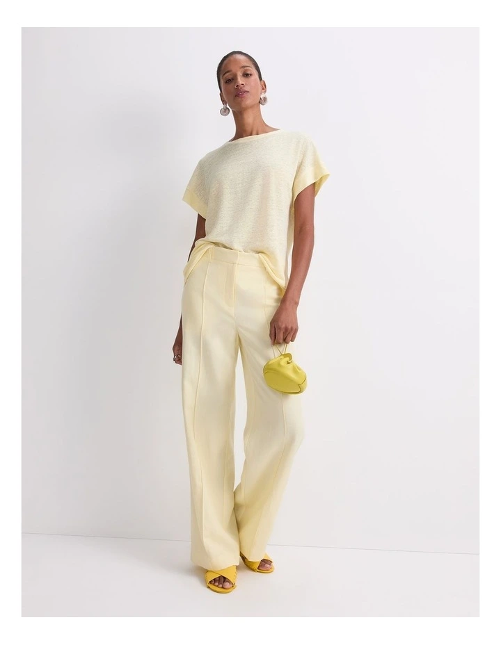 Tonia Crew Neck Linen Tee in Lemon image 3
