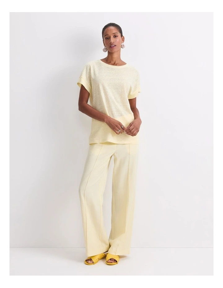 Tonia Crew Neck Linen Tee in Lemon image 4