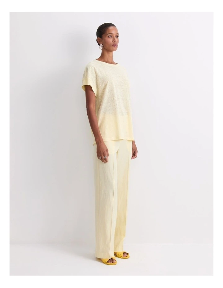 Tonia Crew Neck Linen Tee in Lemon image 5