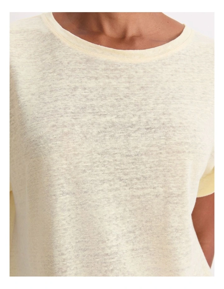 Tonia Crew Neck Linen Tee in Lemon image 6