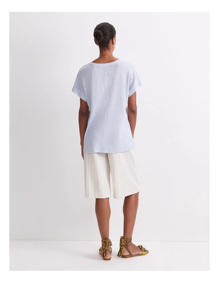 Tonia Crew Neck Linen Tee in Blue Mist image 2