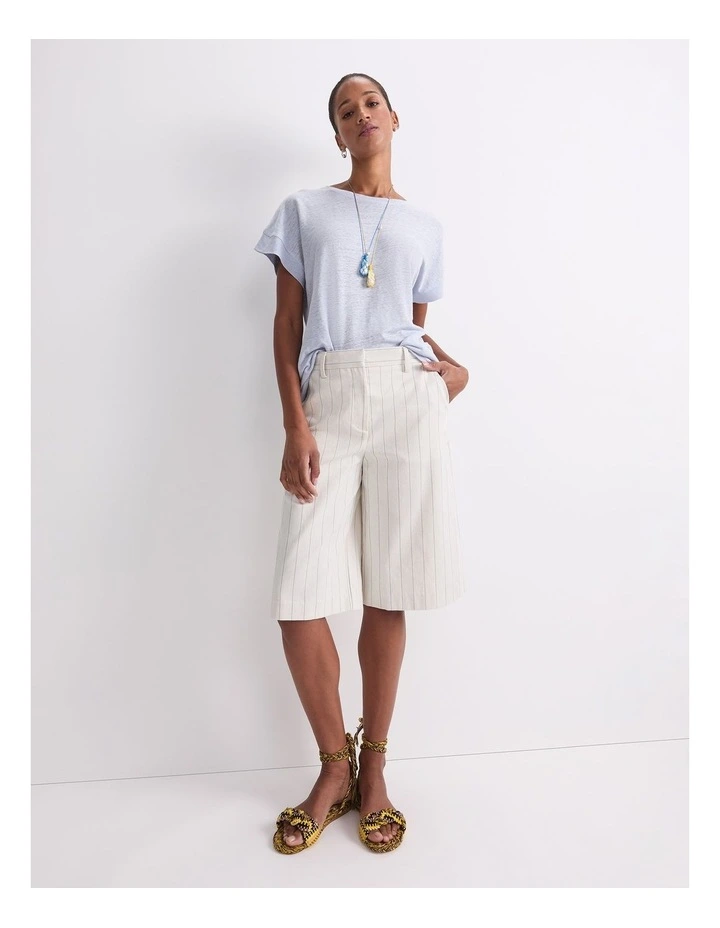 Tonia Crew Neck Linen Tee in Blue Mist image 3
