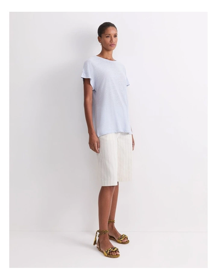 Tonia Crew Neck Linen Tee in Blue Mist image 5