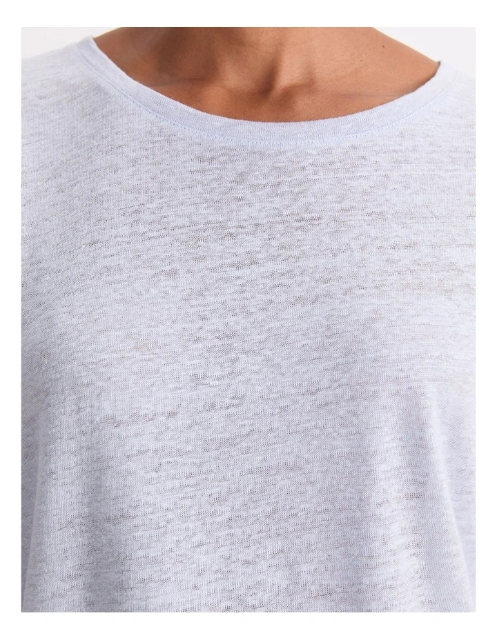 Tonia Crew Neck Linen Tee in Blue Mist image 6