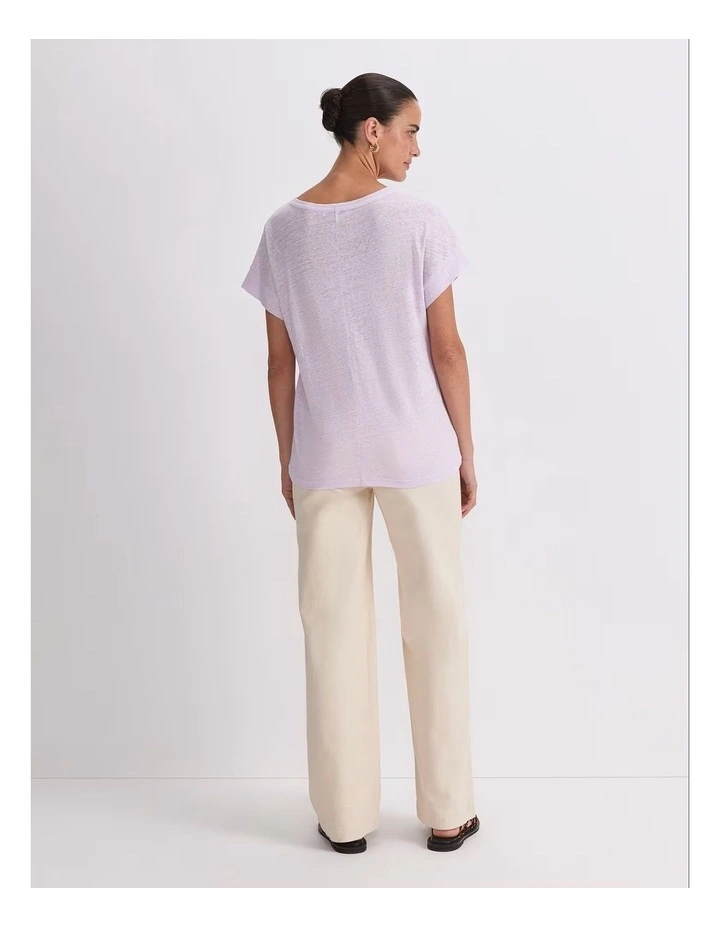 Tonia Crew Neck Linen Tee in Lilac image 2