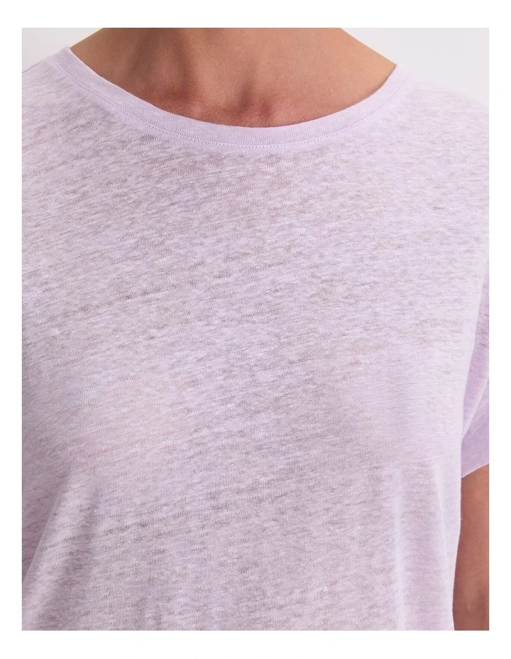 Tonia Crew Neck Linen Tee in Lilac image 6