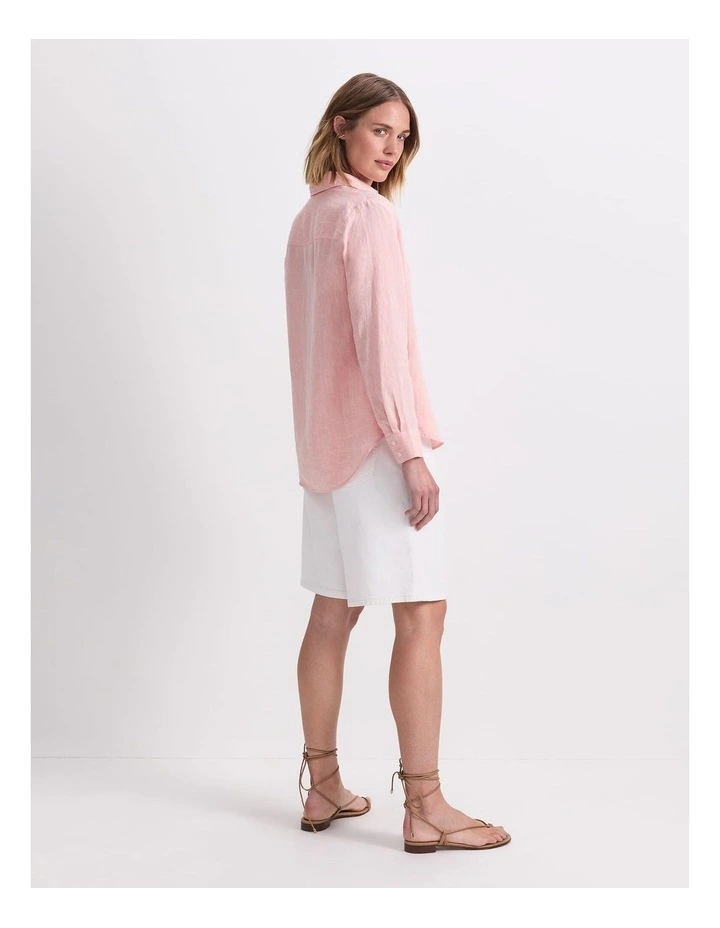 Dahlia Long Sleeve Linen Shirt in Orange image 2