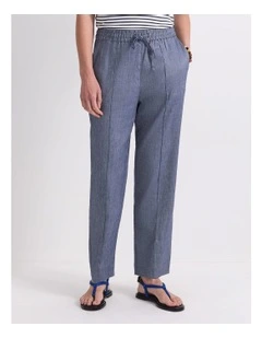 Rosa Tapered Linen Pant in Blue