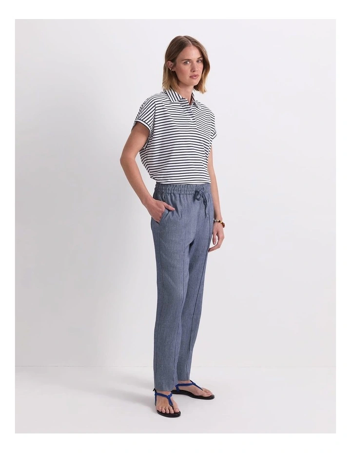 Rosa Tapered Linen Pant in Blue image 3
