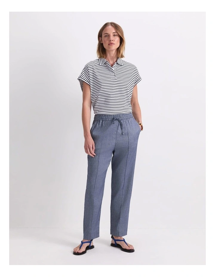 Rosa Tapered Linen Pant in Blue image 4