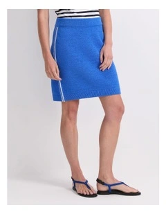 Josie Tape Yarn Knit Mini Skirt in Blue