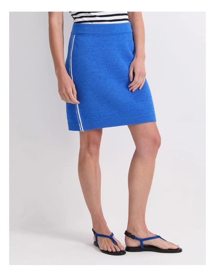 Josie Tape Yarn Knit Mini Skirt in Blue image 1