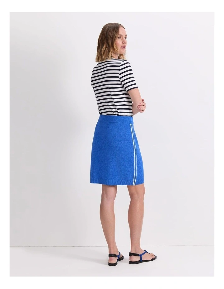 Josie Tape Yarn Knit Mini Skirt in Blue image 2