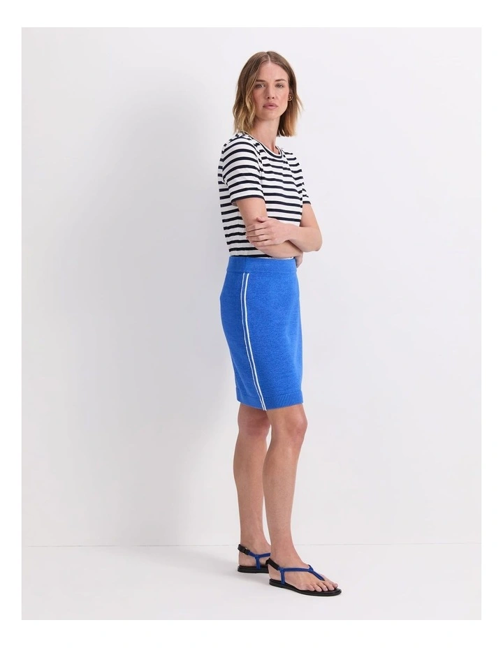 Josie Tape Yarn Knit Mini Skirt in Blue image 3