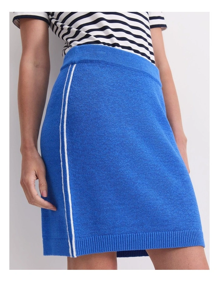 Josie Tape Yarn Knit Mini Skirt in Blue image 5